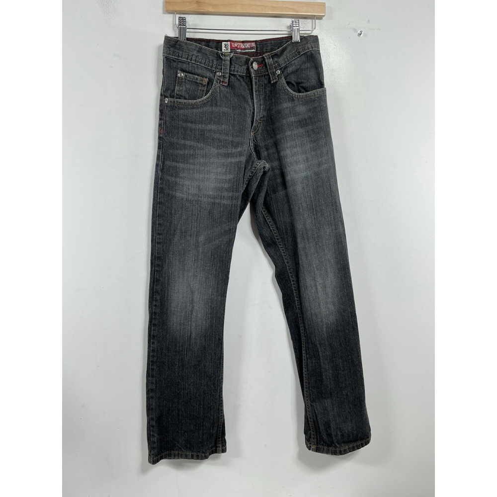 Boys Youth Lee Slim Straight Leg Faded Black Jeans 16 R